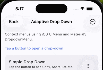 AdaptiveTopBarDropdown Liquid Glass