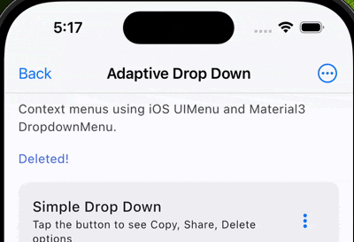 AdaptiveTopBarDropdown iOS
