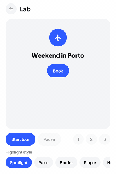 One tour restyled live in the sample app's Lab